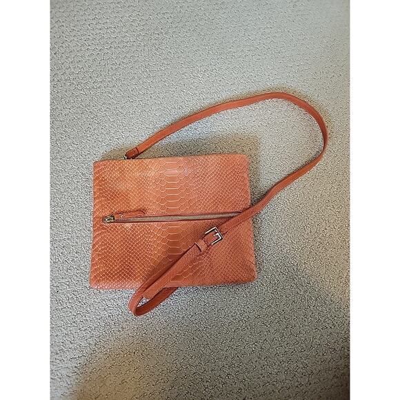 Gigi New York Embossed Leather Crossbody Bag Orange - Picture 9 of 14